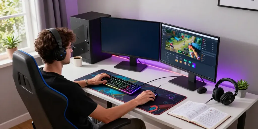 Engaging gaming setup featuring rokok88 gaming gear and vibrant environment.